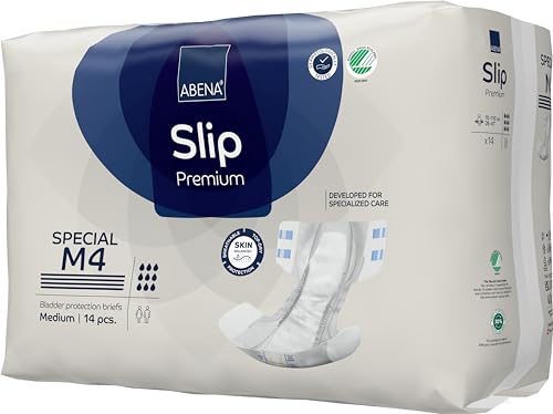 Abena Classic Design Adult Diapers, Slip Special Premium Incontinence Briefs, Heavy Absorbency, Level 4, Medium, 14 Count