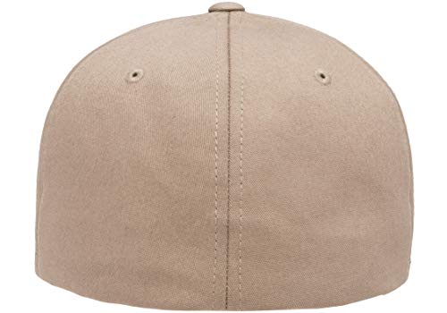 Flexfit Unisex Cotton Twill Fitted Baseball Cap, Khaki, Large-X-Large