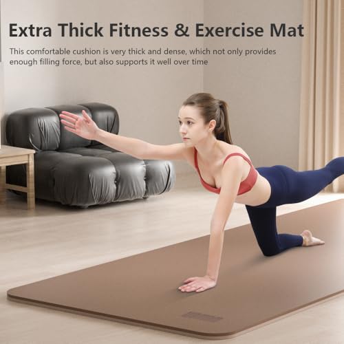 Wide Yoga Mat-80cm Non Slip Extra Thick 1/3'' Fitness Exercise Mat TPE Material High Resiliency Hot Yoga Mats(72“L x 32"W)...