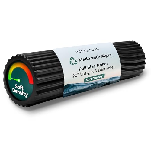 Oceanfoam Soft Tidal Roller (Black) - Low Density Foam Roller for Physical Therapy, Back Pain, Excercise & Stretching - Wa...