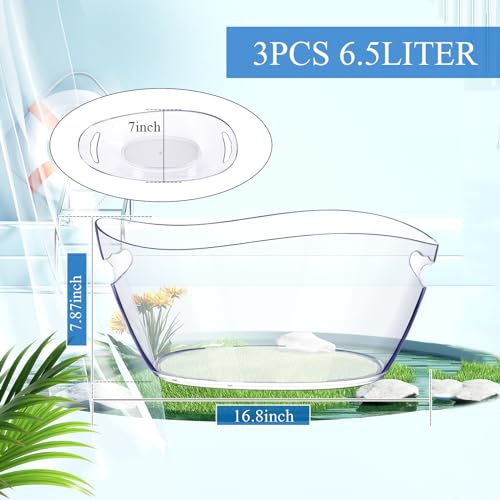 Ice Bucket-3 pcs Acrylic Beverage Tub,Champagne Bucket for Parties, Mimosa Bar Supplies for Beer, Sparkling, Wine, Cocktails