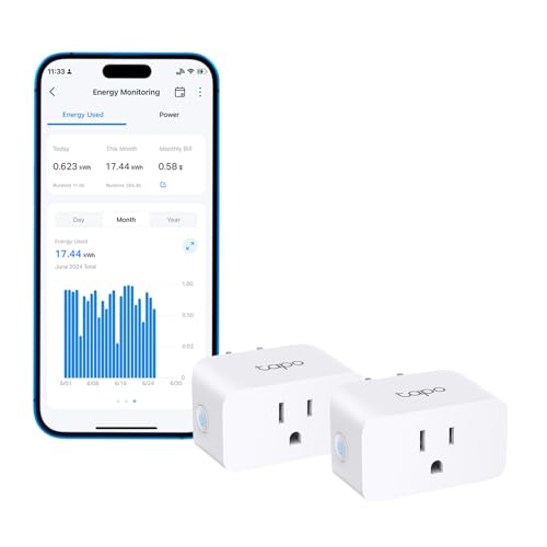 TP-Link 𝗧𝗮𝗽𝗼 Smart Plug Wi-Fi Mini, Energy Monitoring, Compatible with Alexa & Google Home & Samsung SmartThings, Time...