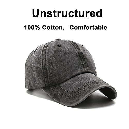 PFFY 2 Packs Vintage Washed Distressed Baseball Cap Golf Dad Hat for Men Women