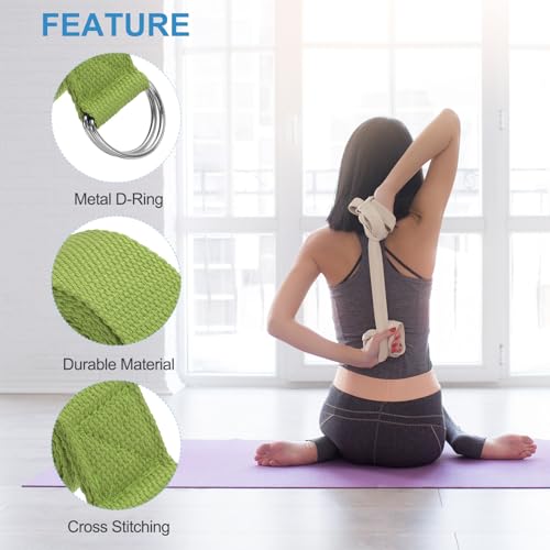 PATIKIL Yoga Strap for Stretching, Cotton Yoga Belt with Adjustable Metal D-Ring Buckle Stretch Bands for Fitness Pilates
