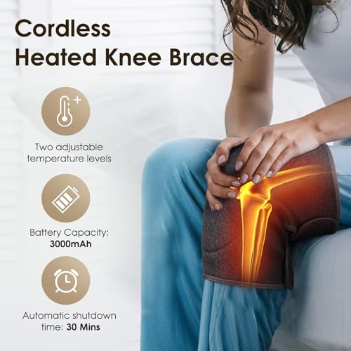 COMFYTHERA Heated Knee Brace for Knee Pain Relief, Heating Pad for Knee Brace, Heated Knee Wrap for Knee Warmer Arthritis