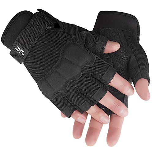 FIORETTO Fingerless Gloves, Half Finger Gloves for Driving, Cycling, Shooting, Hunting, Motorcycle, Climbing, Outdoor Work...