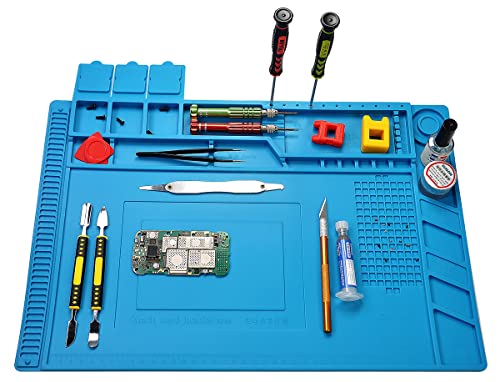 Premium Heat Resistant 932°F Silicone Soldering Mat, Large Anti Static Magnetic Electronic Repair Work Mat for BGA and Gun...