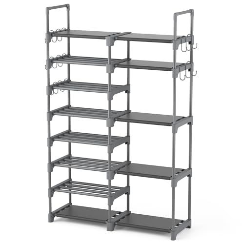 ROJASOP Shoe Rack, Shoe Storage Organizer for Closet Entryway Garage Bedroom, 8 Tier Tall Metal Shoe Shelf for 26-32 Pairs...