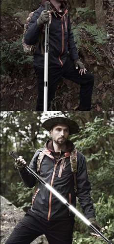 CoIerina Aluminum Alloy Illuminated Hiking Stick, Multi-Functional Folding