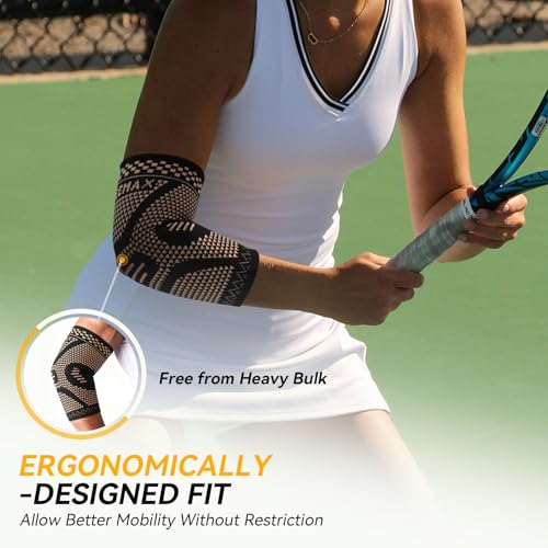 INDEEMAX Copper Elbow Compression Sleeve, 2 Pack Elbow Brace for Tendonitis and Tennis Elbow for Women & Men, Elbow Sleeve...