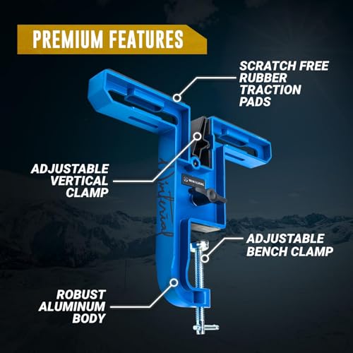 Winterial Snowboard and Ski Vise, Set of Two Non-Slip Vice Grips with Horizontal Vertical Working Positions for Tuning, Re...