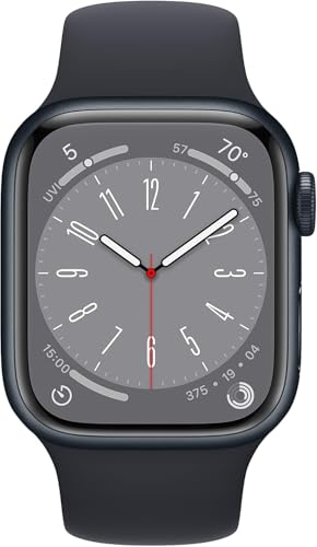 Apple Watch Series 8 [GPS, 41mm] - Midnight Aluminum Case with Midnight Sport Band, S/M (Renewed)