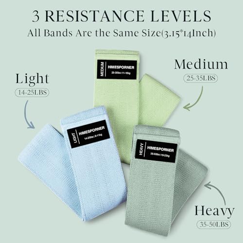 HIMESPORNER Wide Fabric Resistance Bands for Working Out, 3 Level Non-Slip Exercise Booty Bands for Women & Men Leg and Gl...