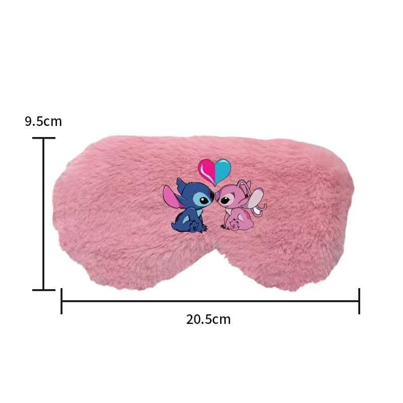 Cute Stitch Eye Masks for Sleep, Cartoon Plush Blindfold, Soft Funny Travel Eye Cover (Pink)