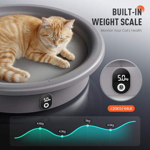 PRTSUiKG Smart Cat Bed with Automatic Heating and Cooling, Indoor Pet Bed with Built-in Weight Scale, Cat House with Repla...