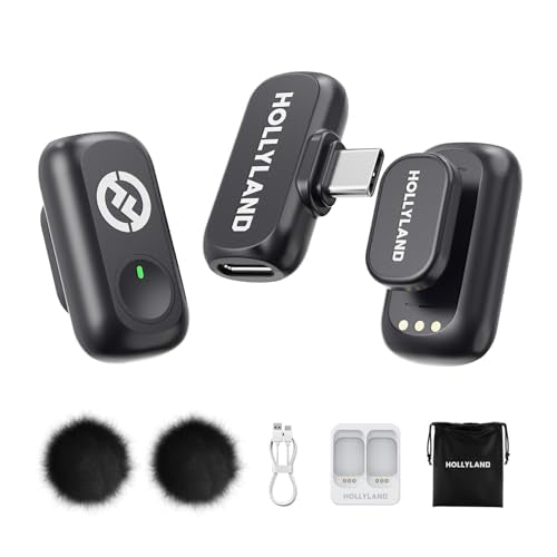 Hollyland Lark A1 Wireless Microphone for iPhone 17/16/15 & Android, 48kHz/24-bit, 3-Level Intelligent Noise Cancel, Magne...