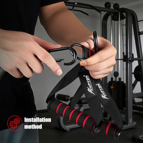 HPYGN Exercise Handle, Replacement Fitness Equipment for Pilates, Yoga, Strength Trainer, Pull Down Home Gym Red, Grey, Bl...