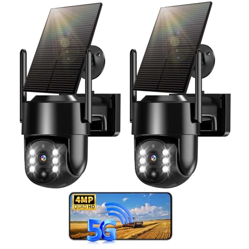 Seeborder Solar Security Cameras Wireless Outdoor, 5G/2.4G Solar WiFi Cameras for Home Security, Solar Powered Outside Cam...