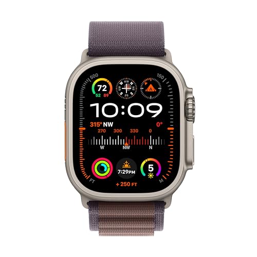 Apple Watch Ultra 2 [GPS + Cellular, 49mm] Titanium Case with Indigo Alpine Loop, L (Renewed)