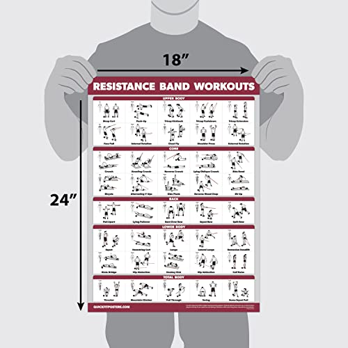 Palace Learning 4 Pack - Resistance Bands Workout Exercise Posters Volume 1, 2 & 3 + Resistance Loops Fitness Chart (LAMIN...