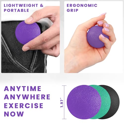Ortarco 3 Pack Stress Balls for Adults, Hand Strengthening Devices Exercise Balls Physical Therapy Ball, Squeeze Balls for...