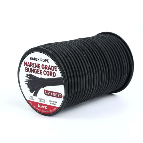 Marine Grade Bungee Cords Heavy Duty Outdoor - Bungee Cord Roll - 100% Stretch Elastic Cord and Absorbent Bungee Shock Cor...