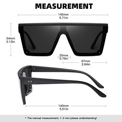 STORYCOAST Square Sunglasses for Women Men Fashion Big Frame Flat Top Sun Glasses Mirror Lens