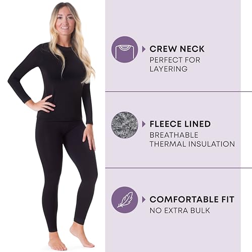 Rocky Thermal Underwear Women Long Johns Womens Thermals Top Bottom Set Fleece Lined Under Wear Clothes Base Layer Thermals