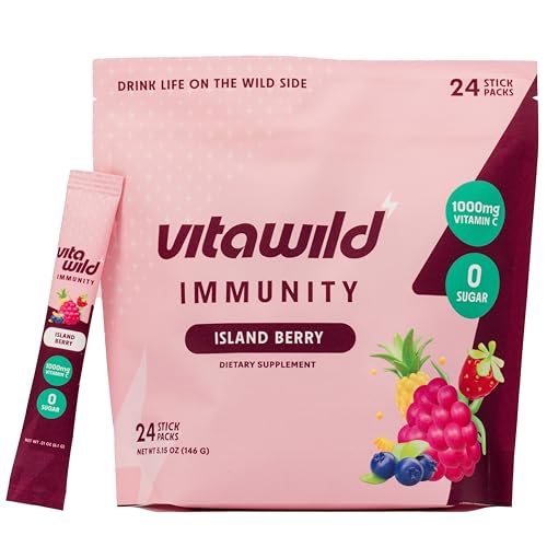 VitaWild Immunity + Hydration Electrolyte Drink | Elderberry & Zinc Immune Support Hydration Packets | Vitamin C 1000mg | ...