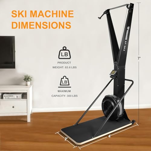Fitvids Ski Training Machine, Wind Resistance Skiing Exercise Equipment with LCD Display, Home Gym Indoor Cardio Training