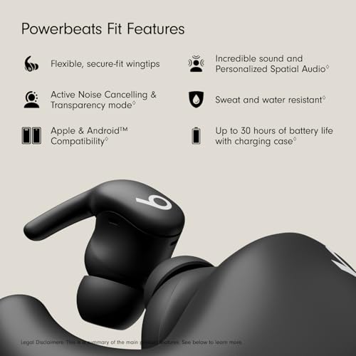 Beats Powerbeats Fit - Wireless Noise Cancelling Workout Earbuds with Secure-Fit Wingtips, Up to 30-Hour Battery Life, Swe...