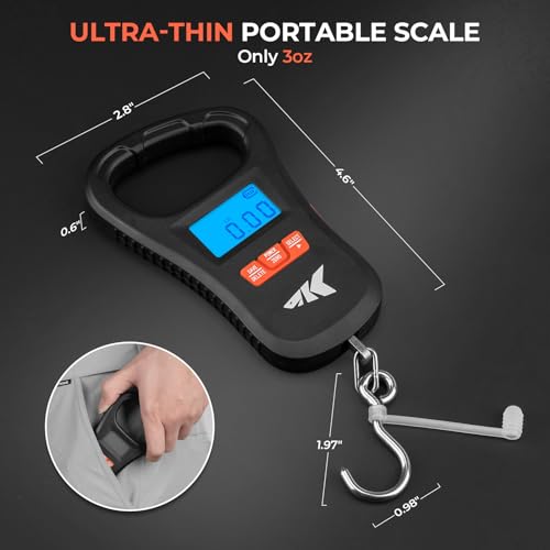 KastKing ToughTide Fishing Scale, USB Charging, 65lb Capacity, Ultra-Thin Digital Fish Scale, LCD Display, Ergonomic Handl...