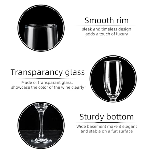 UMEIED Set of 16 Champagne Glasses, Champagne Flutes with Classic Shape, Long stem Sparkling Wine glasses for Wedding, Res...