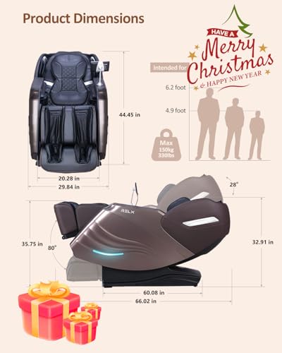 RELX Massage Chair Full Body, 15 Modes Zero Gravity SL-Track Shiatsu Massage Chair Built-in Heat System, Airbag Massage wi...