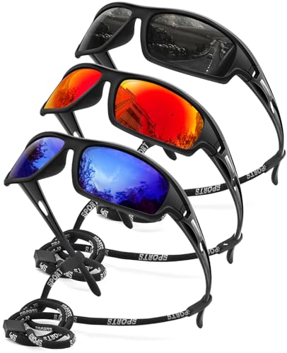 AWGSEE 3PACK Polarized Sports Sunglasses for Men Driving Golf Fishing Running Sun Glasses UV400 Protection