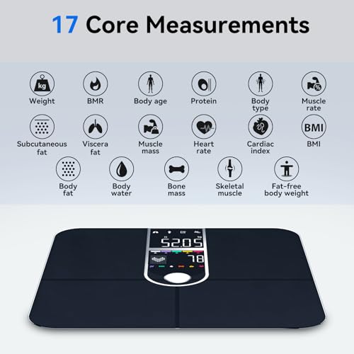 Smart Scale with BMI Body Fat Muscle Mass Digital Bathroom Weight Scale with Accurate 17 Core Body Composition Analyzer Fa...