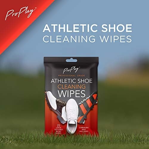 ProPlay Athletic Shoe Cleaning Wipes | Carnauba Wax Included | Repels Water from Shoes | Powerful Cleaner That Removes Dirt, Grass, and Sand | Convenient, Resealable Pack - Unscented | 24 Pack