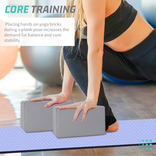 Yoga Blocks 4 Pack - Premium EVA Foam Bricks for Pilates Workout, Stretching, Meditation - Yoga Brick for Flexibility, Bal...