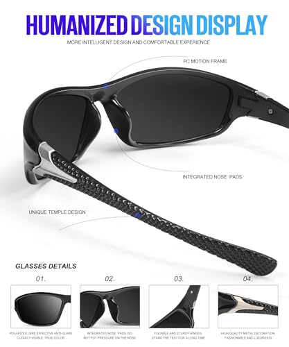 KALIYADI 4 Pack Polarized Sunglasses-Men Sports Sun-glasses: Mens Sunglasses UV Protection for Fishing Driving Cycling
