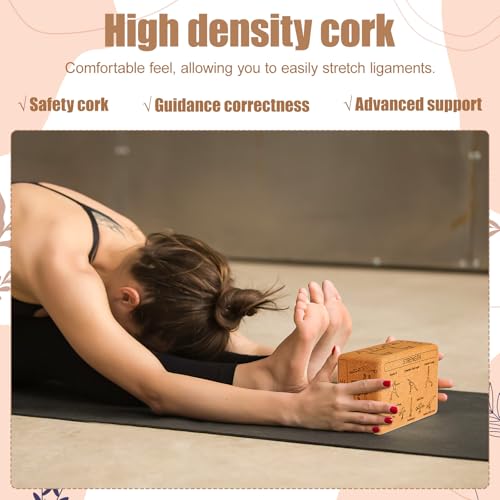 Halloscume Cork Yoga Blocks 2 Pack Yoga Poses Teaching Cork Blocks, Suitable Poses for Beginners and Experts High Density ...