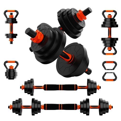 VTORY Adjustable Weights Dumbbell Set, 20/70/90lbs Free Weights Set with Connector, 4 in1 Dumbbells Set Used as Barbell, K...