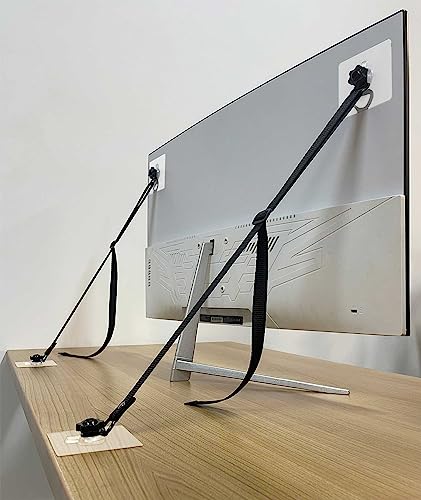 OeckuXIY 2 Pack Adjustable TV Safety Straps, No-Drill Adhesive Anti-Tip Furniture Anchors for Baby Proofing, Flat Screens ...