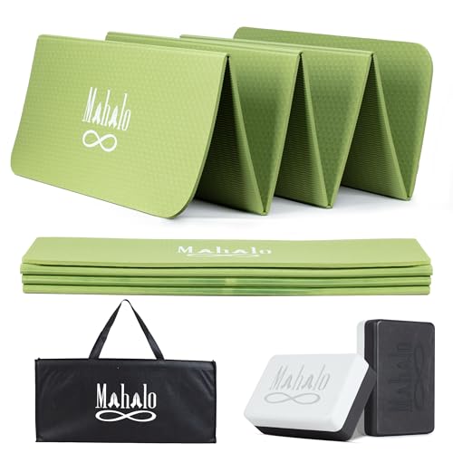 Foldable Yoga Mat + Carry Bag, 6mm 7-fold Workout Mat, Easy to Store, Anti-Slip Folding Exercise Mat for Yoga, Pilates, Ho...
