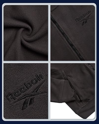 Reebok Mens Fleece Jacket - Lightweight Polar Fleece Zip Up Winter Jackets for Men - Gym Workout Running Outdoor Mens Jacket