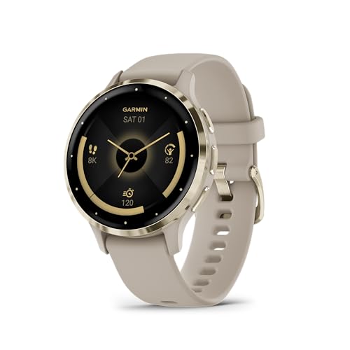 Garmin Venu 3S Advanced Fitness & Health Tracker Smart Watch Soft Gold Stainless Steel Bezel with 41 MM French Gray Case a...