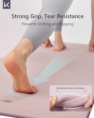 KEEP 7mm Thick Yoga Mat - Eco-Friendly TPE Non Slip Exercise Mat for Women, 72"x24" Double-Color Workout Mat for Home Fitn...