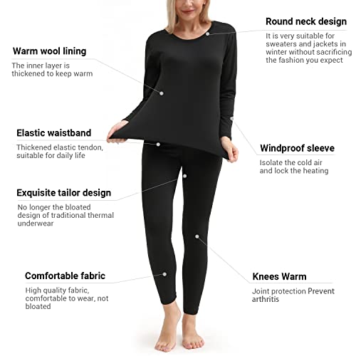 PISIQI Thermal Underwear Women Ultra-Soft Long Johns Set Base Layer Skiing Winter Warm Top & Bottom
