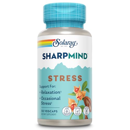 SOLARAY SharpMind Stress, Nootropic Mood Support Supplement for Relaxation and Occasional Stress Relief Support, Adaptogen...