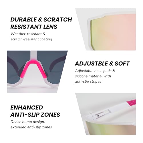 Polarized Running Sunglasses For Men Women, UV400 with Adjustble Nose Pad for Cycling, Hiking,Beach Volleyball