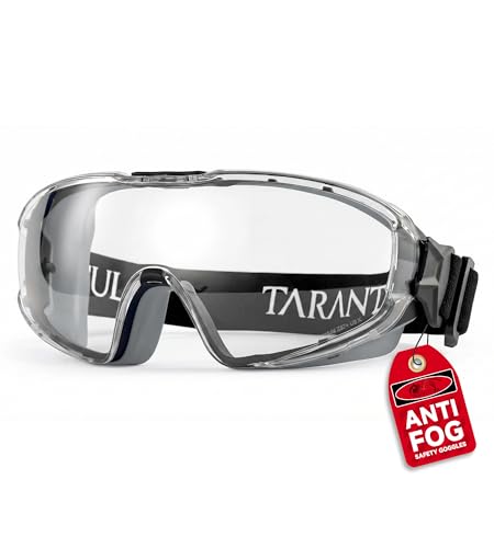 Tarantula ANSI Z87.1+ Safety Goggles Over Glasses, Anti-Fog & Anti-Scratch, Adjustable Strap, Lab Eye Protection, Woodworking
